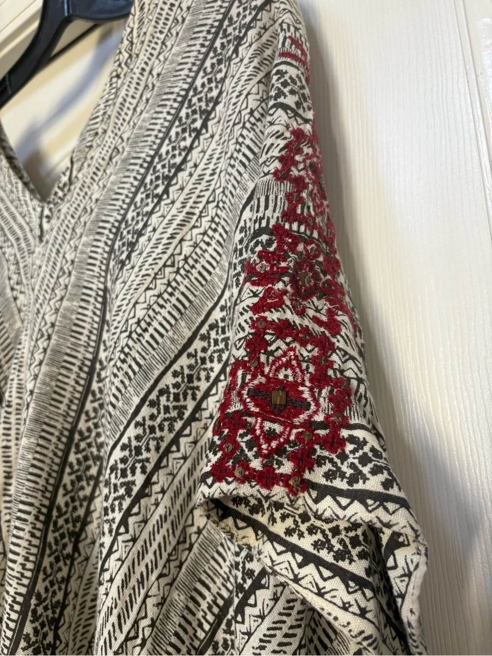 Free People Tribal Beat Kaftan Tunic Oversized Embroidered